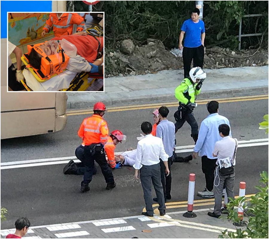 清水灣道意外傷者送院。小圖:黃文威攝//網民James Bobo Pang圖片