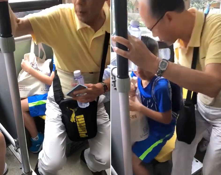老翁強迫男童讓座,於是多次坐在對方身上,又指責男童「冇家教」。