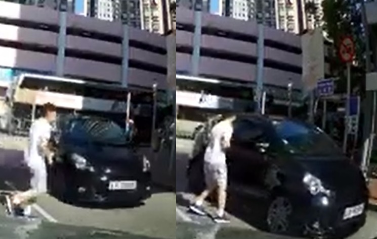 男童在兩車之間衝出,恰巧對面行車線有車輛轉入,幸車Cam片主馬上響安,未有釀成意外。影片截圖