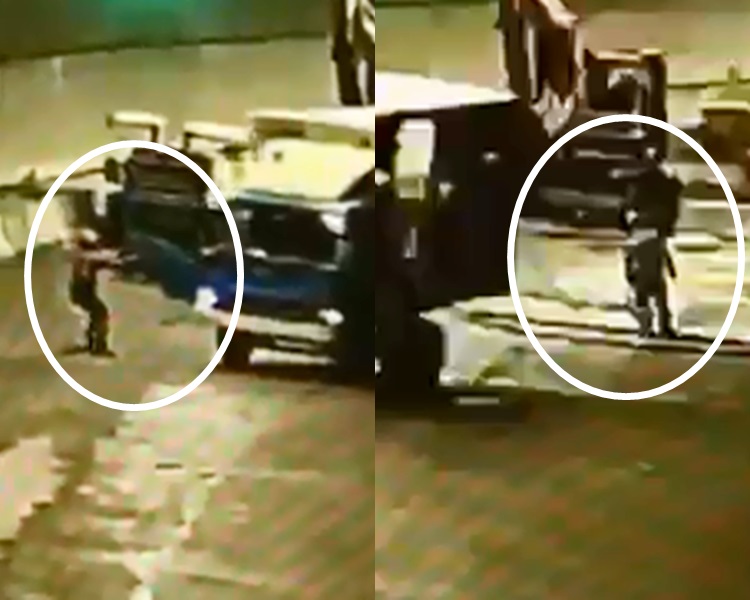 事發時曾有工友(左)開車門圖剎車。片段截圖