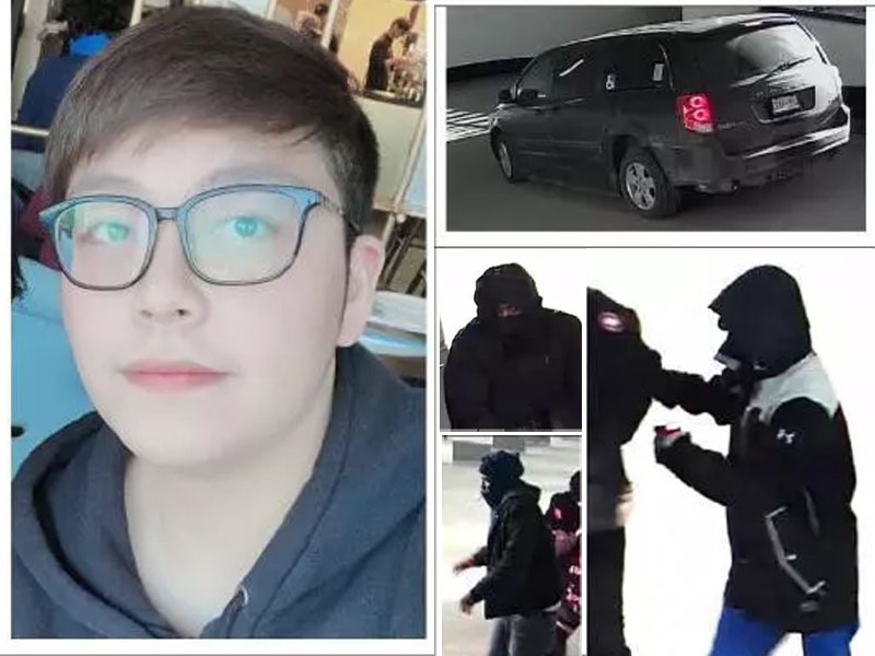 加拿大22歲中國留學生被綁架,警方公布事主照片及閉路電視畫面,呼籲公眾提供線索。(網圖)