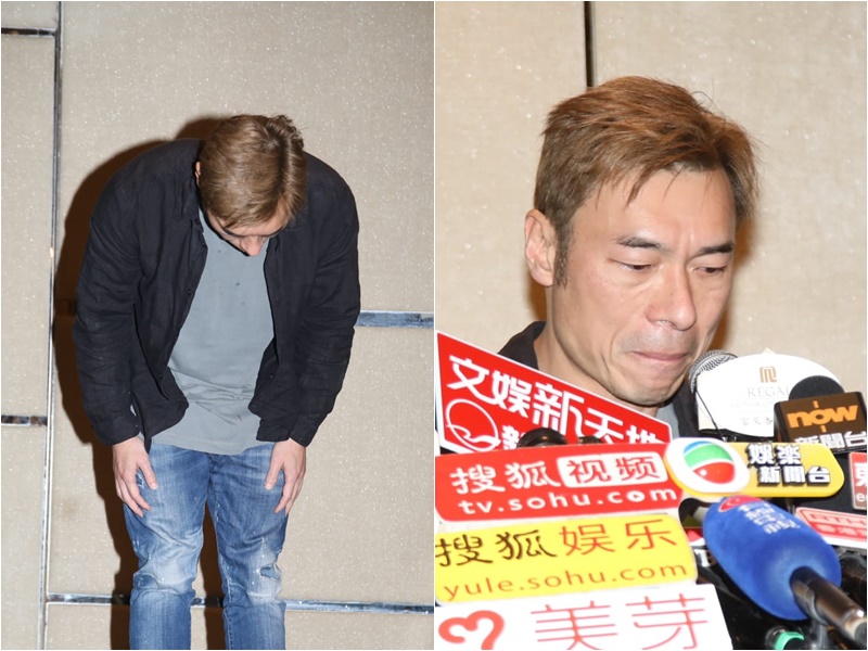 安仔全程喊住道歉,最後90度鞠躬後離場,不回應記者問題。