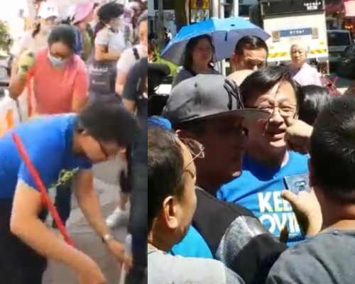 【修例風波】何君堯落筲箕灣掃街 遭街坊指罵：返元朗喇你
