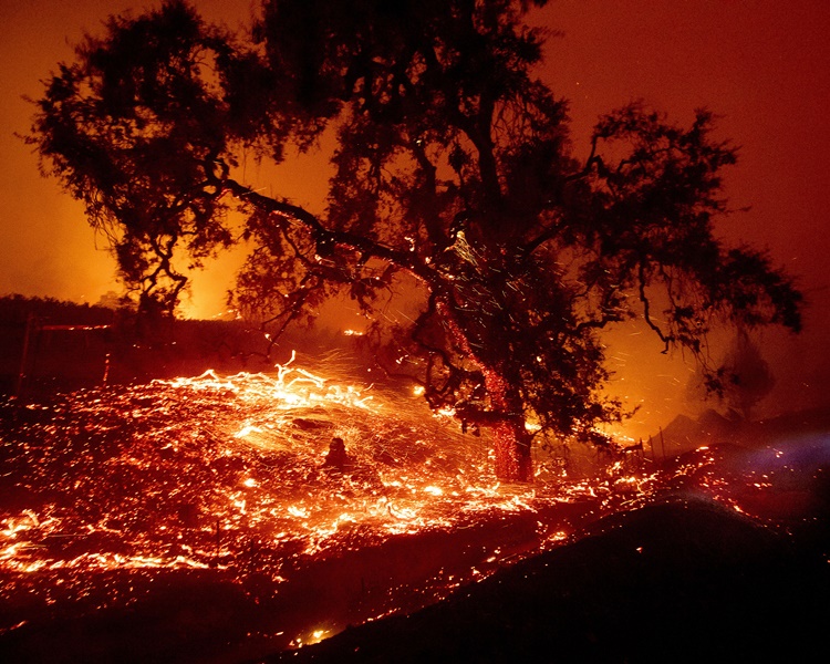 聖克拉里塔的山火繼續蔓延成脅民居。AP