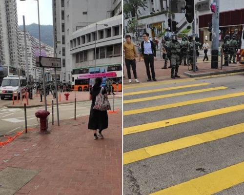 【大三罷】太古英皇道大批防暴警戒備 有警員驅散聚集圍觀市民