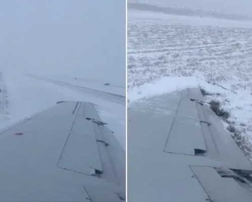 美國客機降落時衝出跑道機翼著地 乘客嚇得尖叫