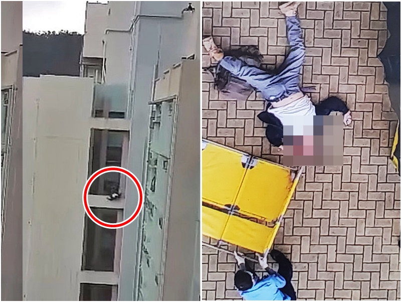 男子由高翔苑高處墮下。右為讀者提供圖片