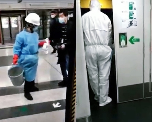 車長發燒證非武漢肺炎 港鐵職員穿全副保護衣清潔駕駛室