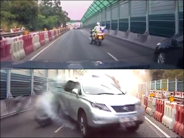 警方今年2月在粉嶺公路追截可疑私家車期間,一度要求路上其他車輛停下形成「人肉路障。資料圖片
