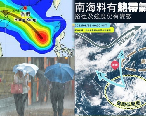 熱帶氣旋路徑預測曝光七一前後狂風驟雨 天文台籲市民留意