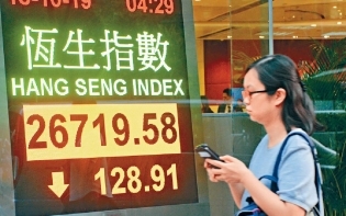A股拖累向下 恒指跌128點