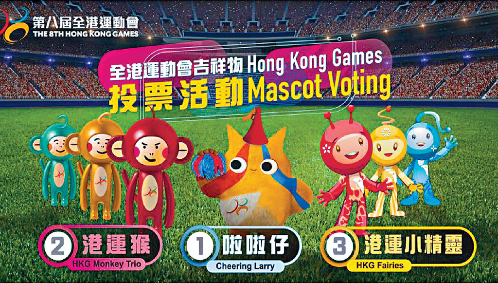 ■三組吉祥物包括港運猴、啦啦仔及港運小精靈，由即日起接受網上投票。p/　　