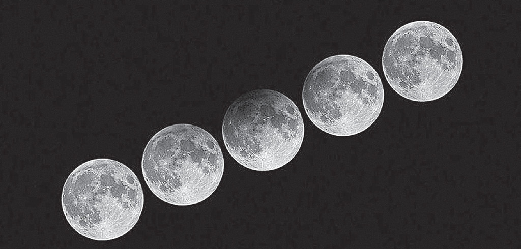 ■在半影月食期間，月亮略為轉暗，相比月全食和月偏食，半影月食效果較不明顯。天文台圖片p/　　