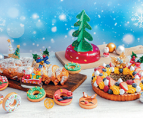 ■自家製甜甜圈主題甜品，包括聖誕甜甜圈、甜甜圈造型曲奇、聖誕布甸等。p/　　
