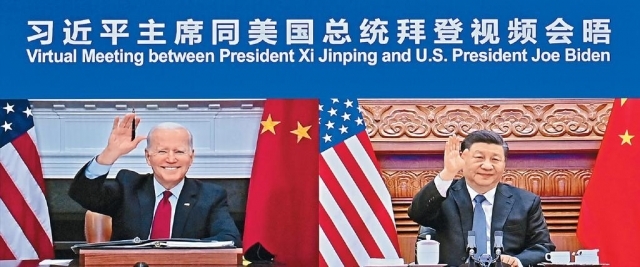 ■中國國家主席習近平與美國總統拜登日前進行視像會議，雙方就共同關心的重要問題作深入交流。