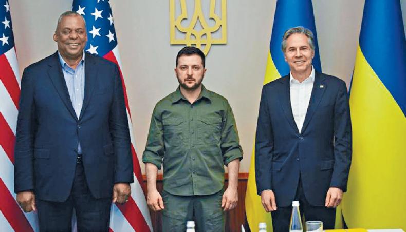 ■美國國務卿布林肯及國防部長奧斯汀，周日到訪基輔，與烏克蘭總統澤連斯基會面。