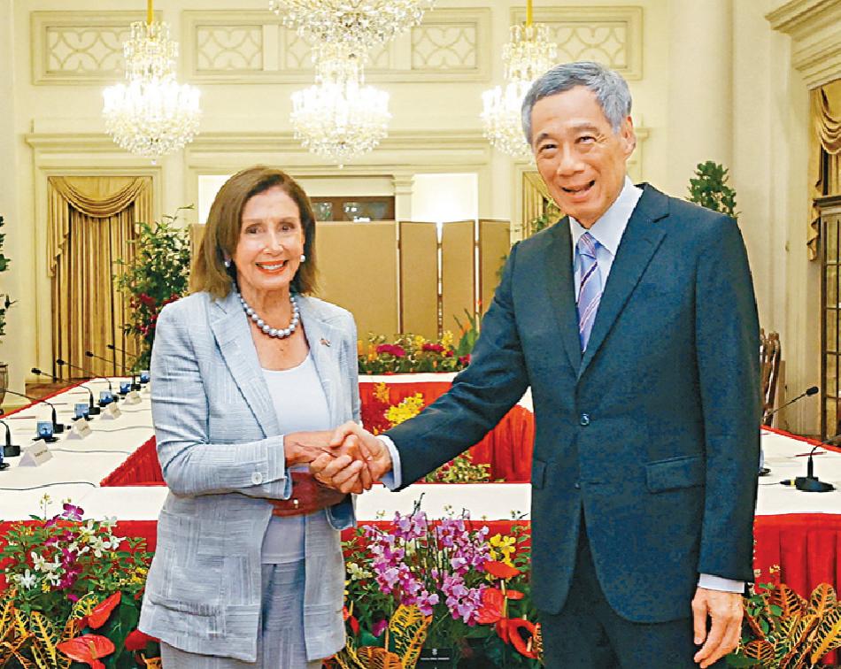 ■佩洛西會在新加坡逗留兩日，期間將與總理李顯龍會面。