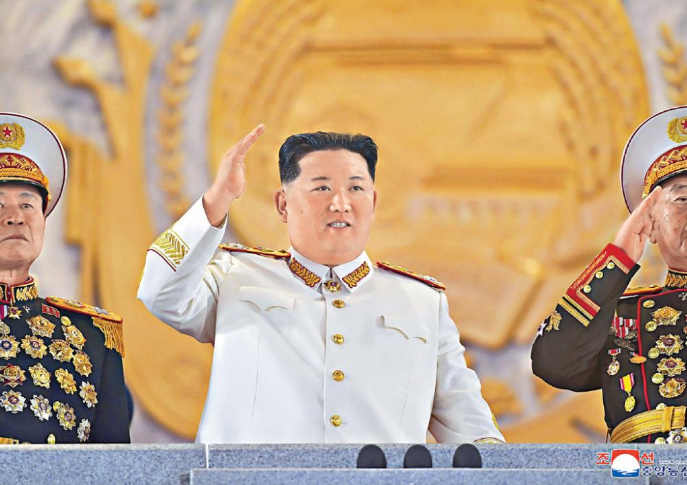 ■北韓昨晨在東部海域發射一枚短程彈道導彈。圖為北韓領導人金正恩。