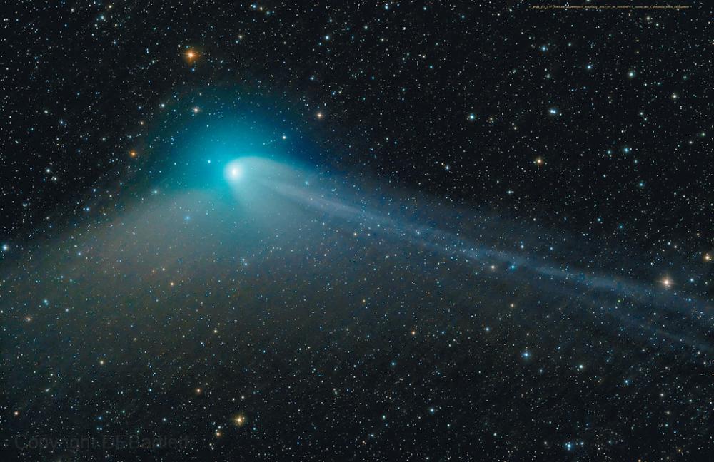 ■望遠鏡日前拍到「綠色彗星」C/2022 E3（ZTF）。