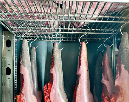 ■燒肉店的雪櫃展示陳化肉品。p/　　